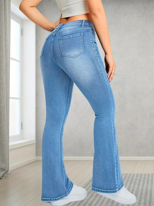 ג'ינס פלייר רחב-רגל — מותן גבוה, חיתוך Bootcut, Light Wash