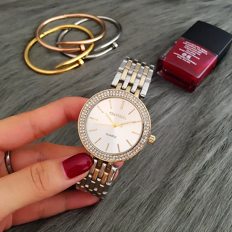CONTENA Fashion Luxury Silver Watch Women Watches Rhinestone Women's Watches Ladies Watch Stainless Steel Clock reloj mujer