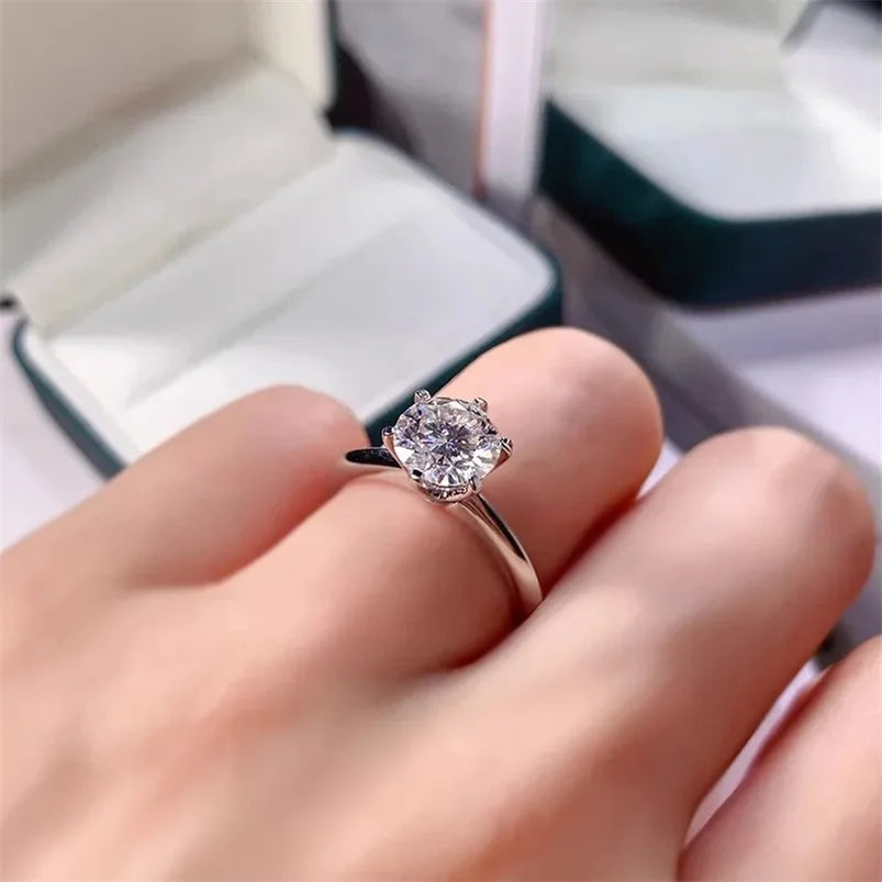 CC Wedding Rings For Women Silver Color 1ct 6 Claws Cubic Zirconia Engagement Propose Fashion Jewelry Accessories CC633
