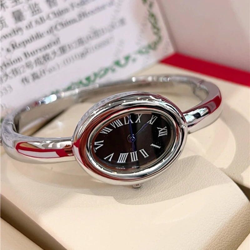 Fashion Brand Wrist Watches Woman Girl Oval Diamond Crystal Bracelet Style Quartz Steel Metal Band Luxury Clock CA192