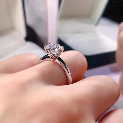CC Wedding Rings For Women Silver Color 1ct 6 Claws Cubic Zirconia Engagement Propose Fashion Jewelry Accessories CC633