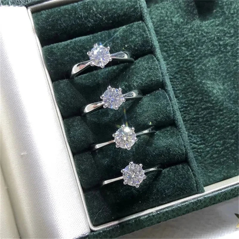 CC Wedding Rings For Women Silver Color 1ct 6 Claws Cubic Zirconia Engagement Propose Fashion Jewelry Accessories CC633