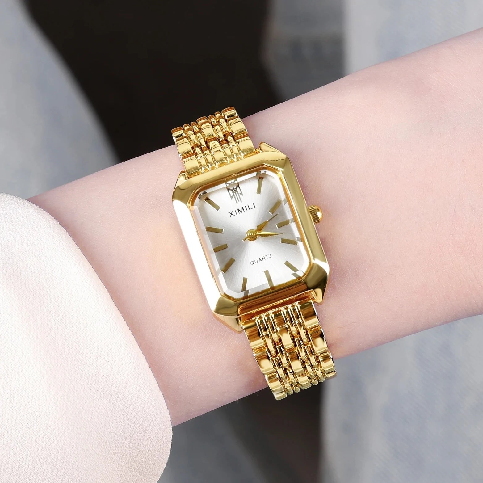 Hot Brand 316L Stainless Steel PVD Gold Color Strap Watch Women Luxury Gift Wristwatch Lady Fashion Simple Square Quartz Watches